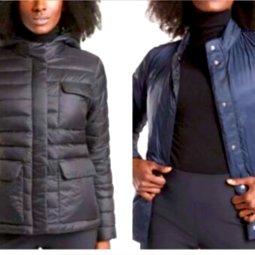Athleta Black and Navy Puffer Jackets